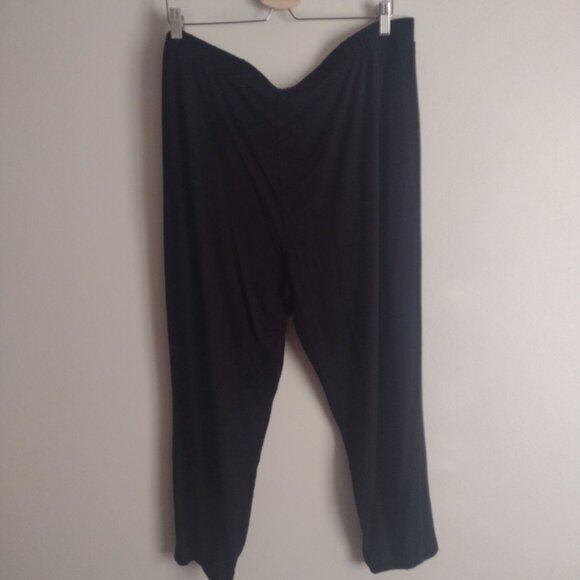 Eileen Fisher Black Pull On Pants XL Relaxed Fit Cropped Stretch Knit Trousers - Picture 8 of 11